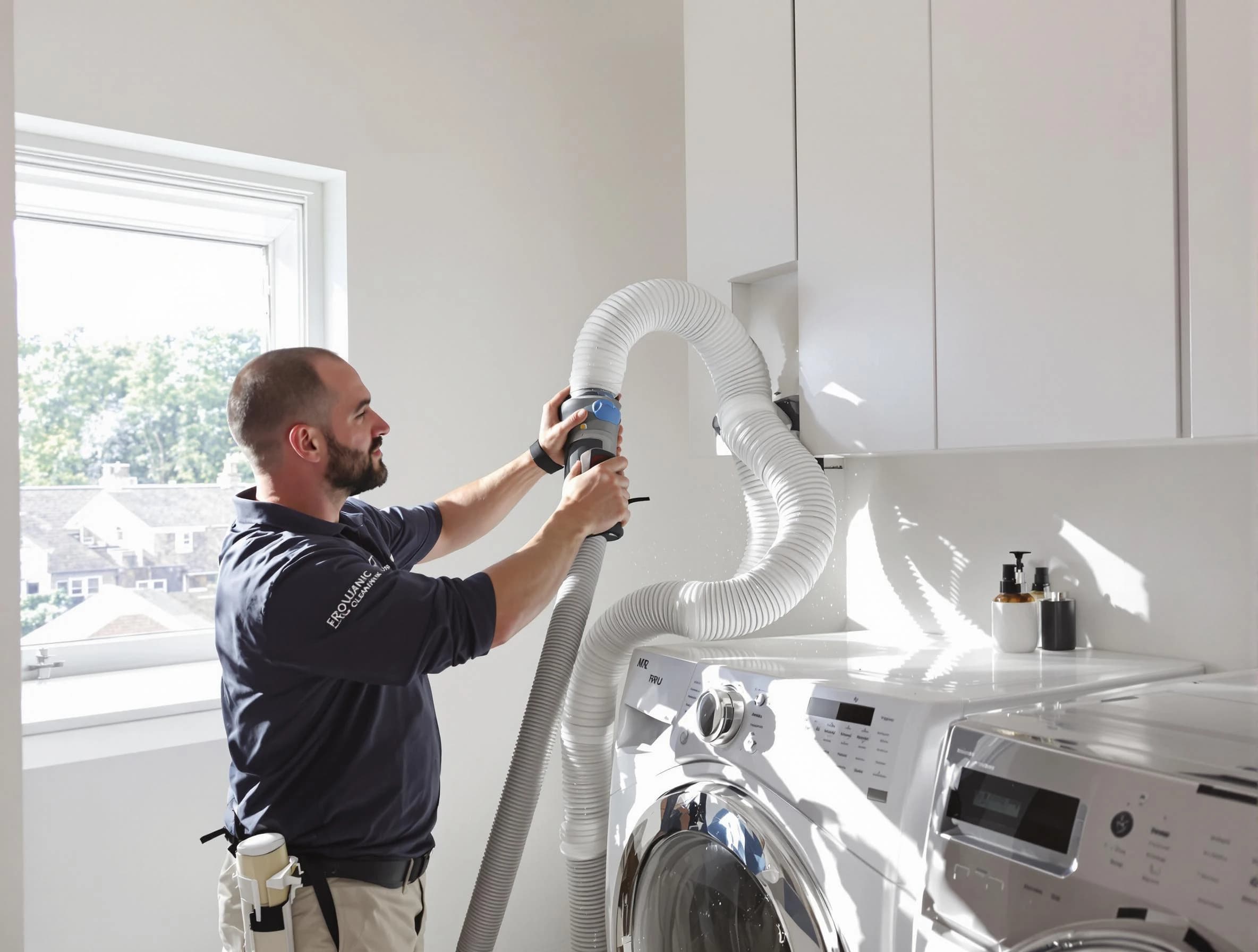 Certified Bountiful Dryer Vent Cleaning technician performing dryer vent cleaning in Bountiful