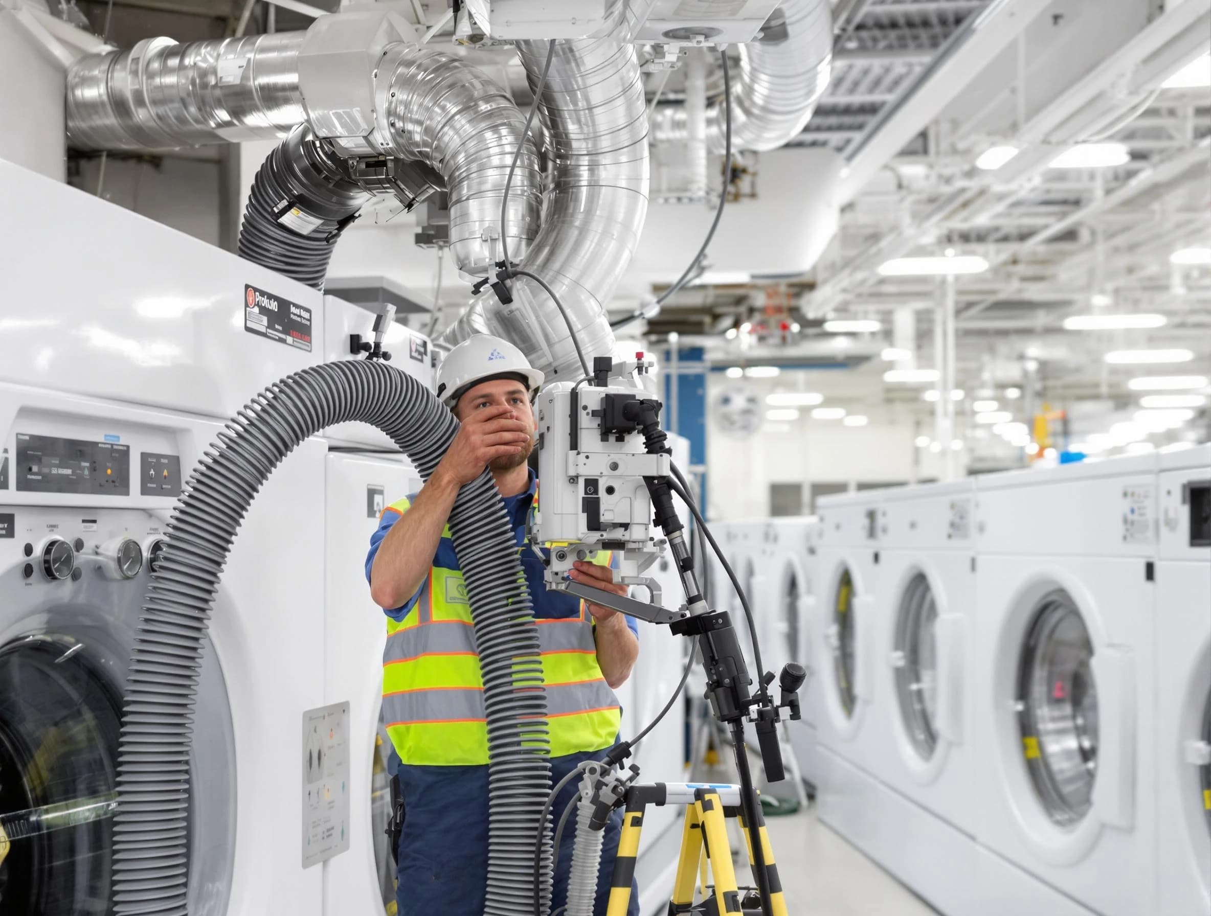 Bountiful Dryer Vent Cleaning team performing commercial-grade dryer vent cleaning at a business facility in Bountiful