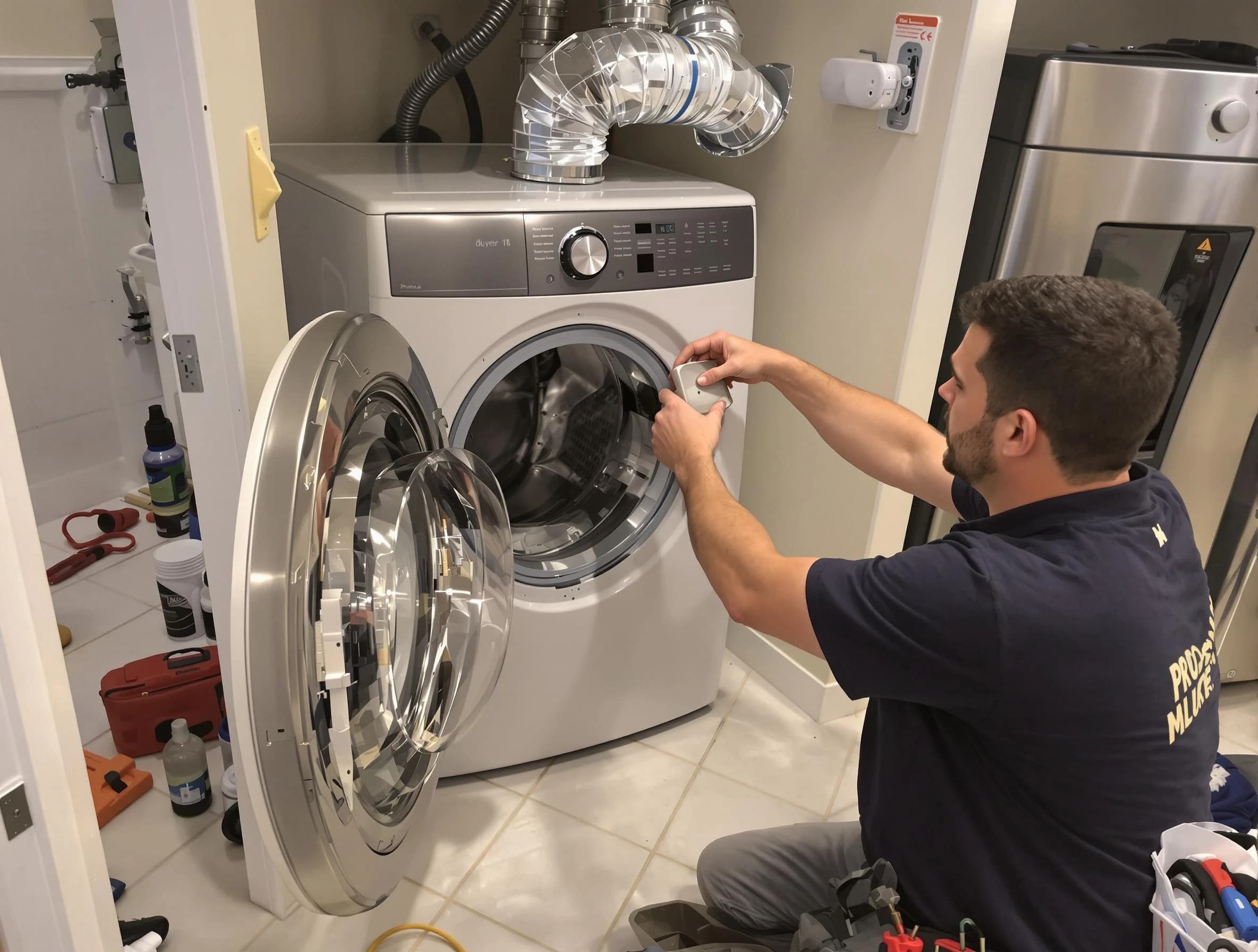 Bountiful Dryer Vent Cleaning technician performing precise dryer vent hose installation in Bountiful