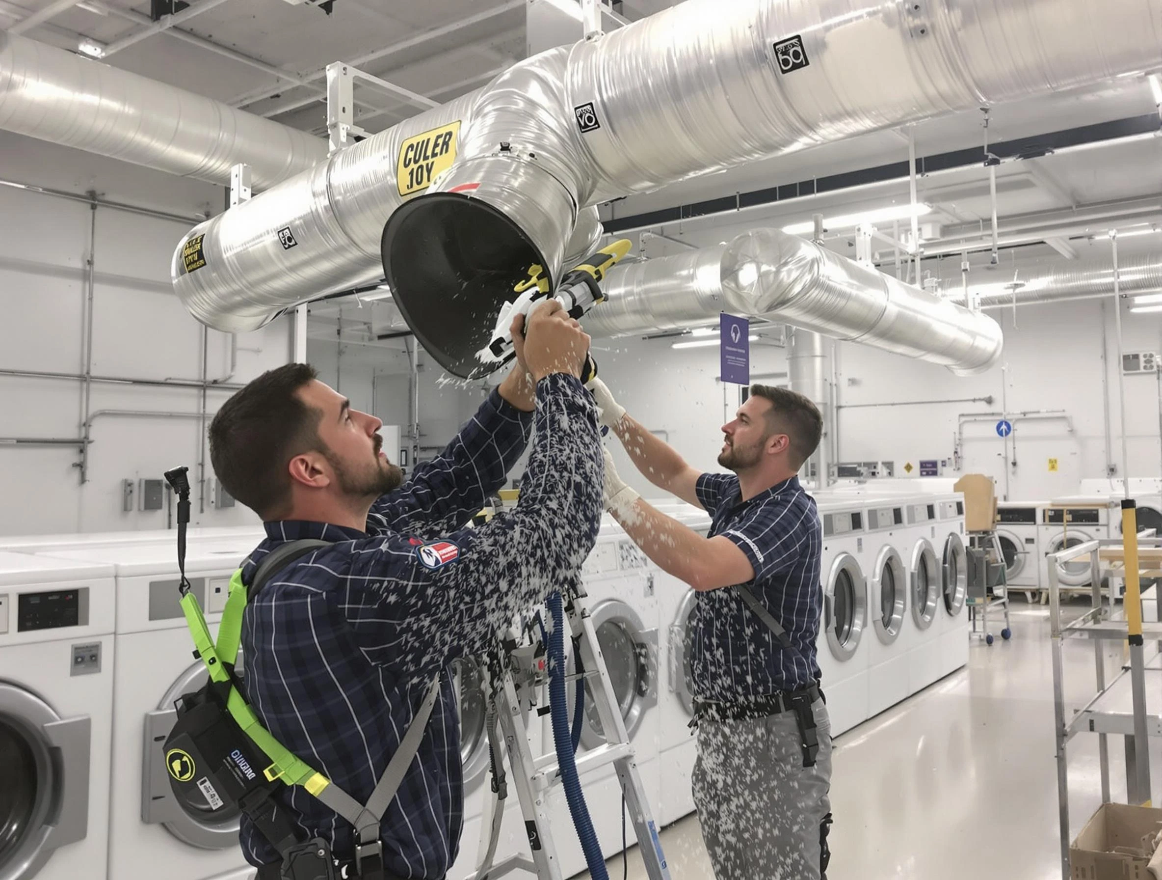 Bountiful Dryer Vent Cleaning team performing large-scale commercial dryer vent cleaning in Bountiful