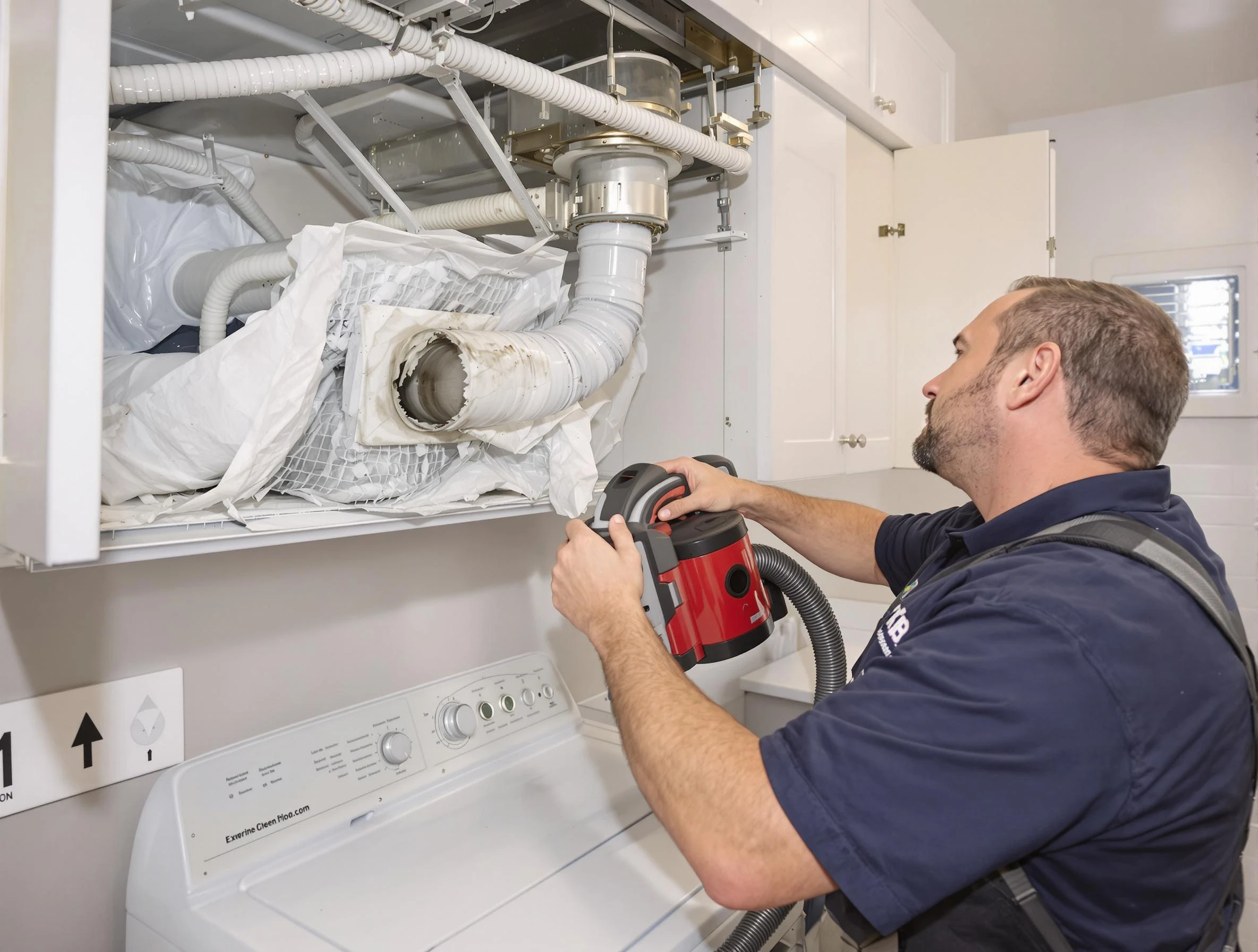 Bountiful Dryer Vent Cleaning technician performing professional exhaust vent cleaning at a residential property in Bountiful